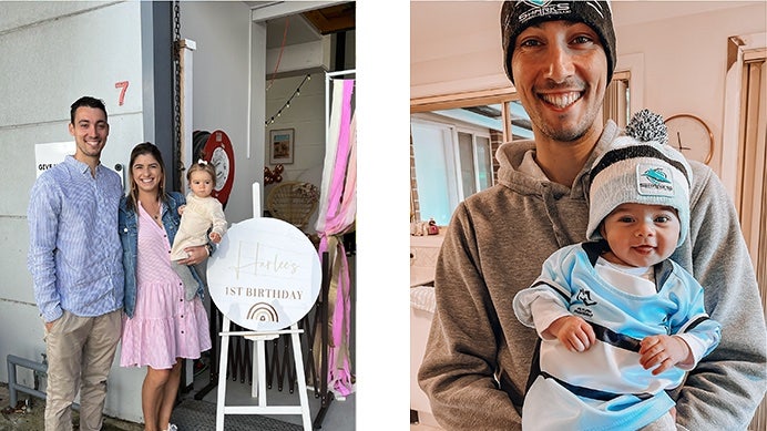Images of a family.