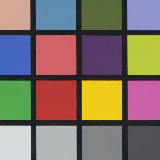 Close up of colorful squares.