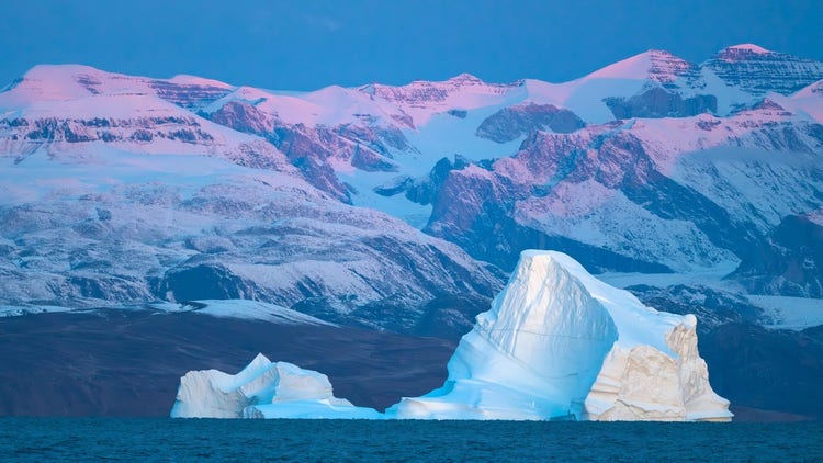 Iceberg at dawn, Scoresbysund, Greenland, 2019.