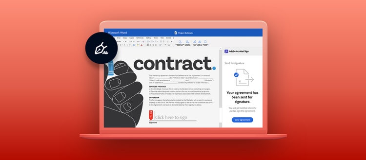 Digital image of a laptop open to Adobe Acrobat Sign.