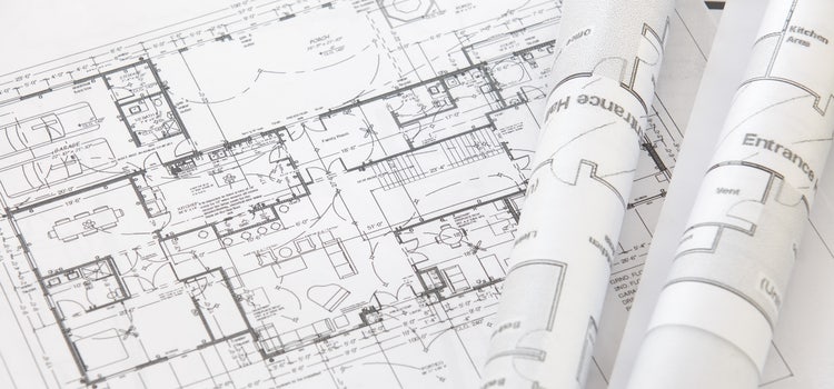 High-quality prints of architectural plans and technical drawings made possible by large format printers, powered by Adobe Embedded Print Engine.