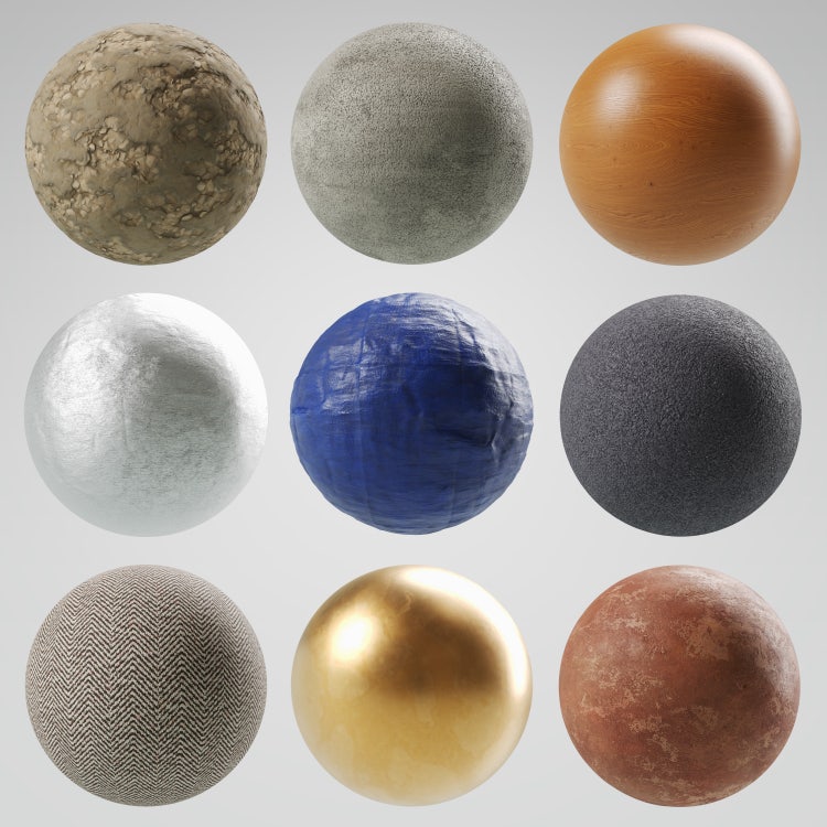 Spheres made of different materials.