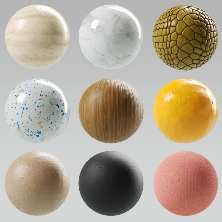 Spheres made of different materials.