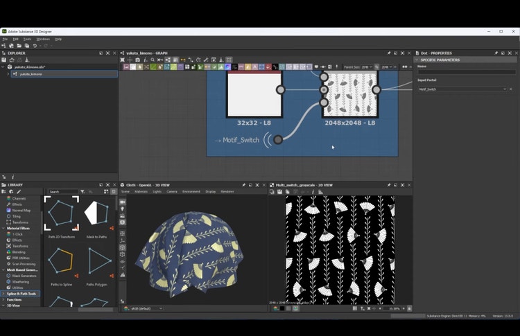 Screenshot using Substance 3D Designer 13.0 .