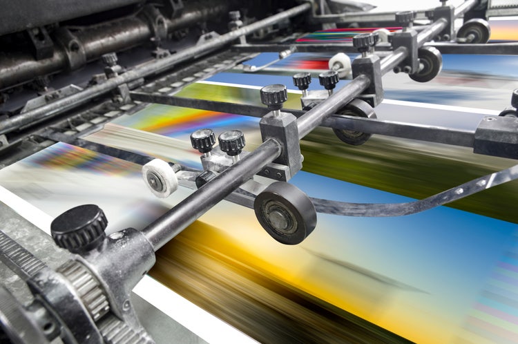Polygraphic process in a modern printing house.