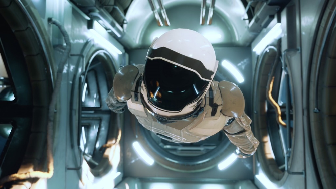 Image of someone floating in space.