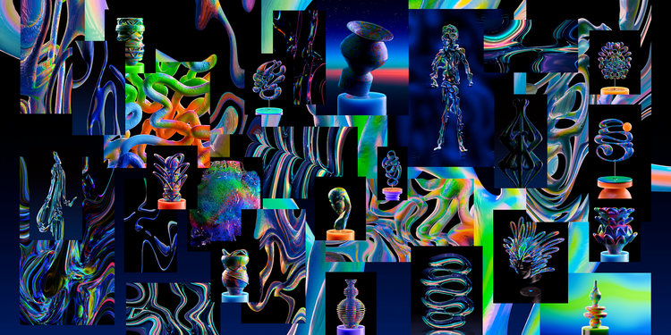 'Euphoric Permutations’, a digital Collage of VR Sculpted 3D works by David Porte Beckefeld