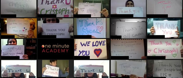 Screenshot of Thank you signs for Christoph Geiseler.