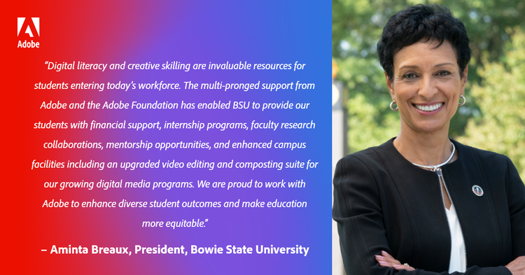 Quote card by Aminta Breaux, President, Bowie State University.