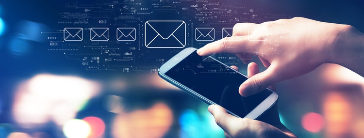 Phone sending emails .