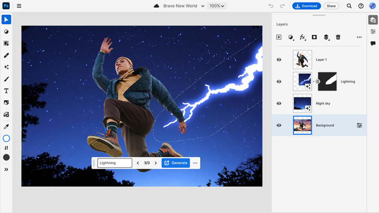 Screenshot of Photoshop Web on Google Chromebook Plus