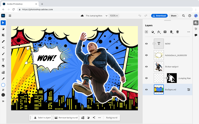 Screenshot of Adobe Photoshop Web on Chromebook