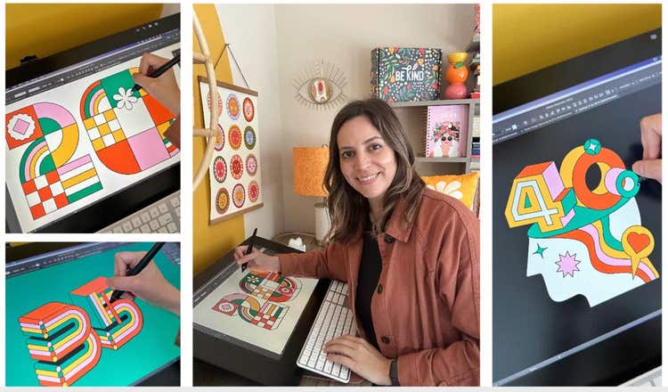 Collage of images of Ilustrator Jessica Miller.