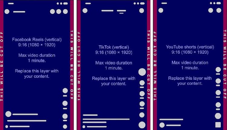 Screen shots os various social media templates