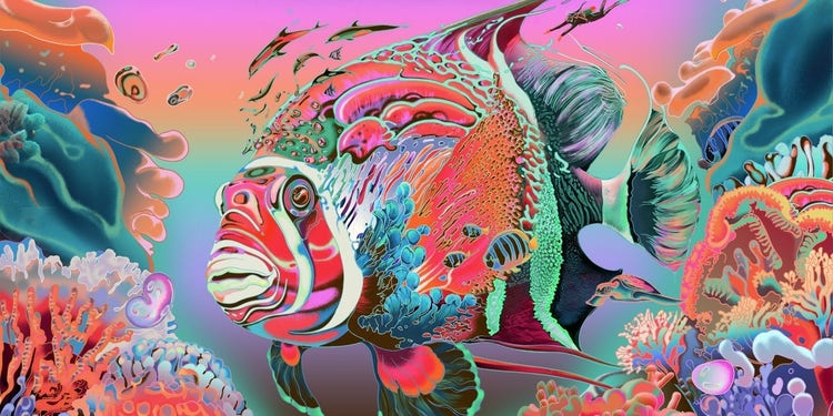 AI generated image of a coral reef fish