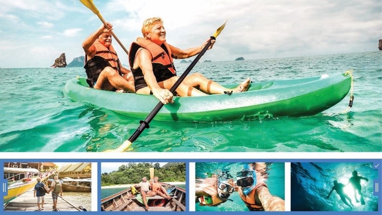 A group of people in a kayak