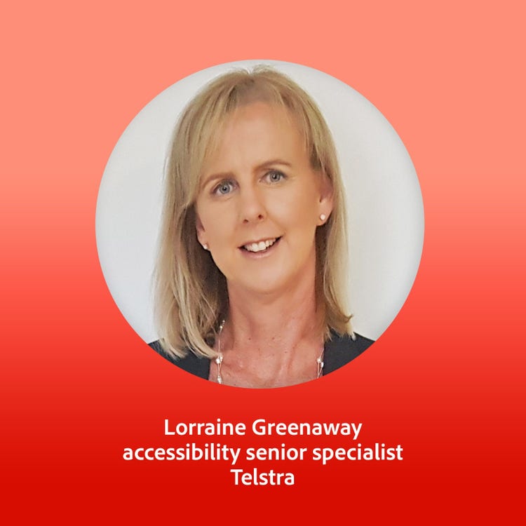 Photograph of Lorraine Greenaway, accessibility senior specialist Telstra.