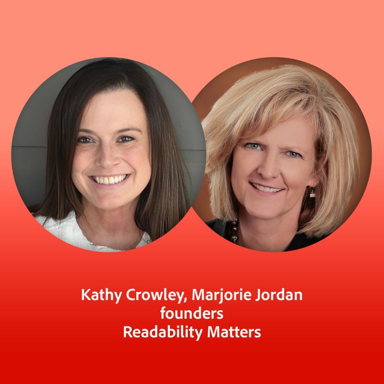 Photograph of Kathy Crowley, Marjorie Jordan, founders of Readability Matters.