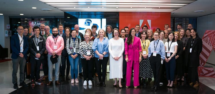 Group of students at a higher Education Executive Roundtable in Australia.