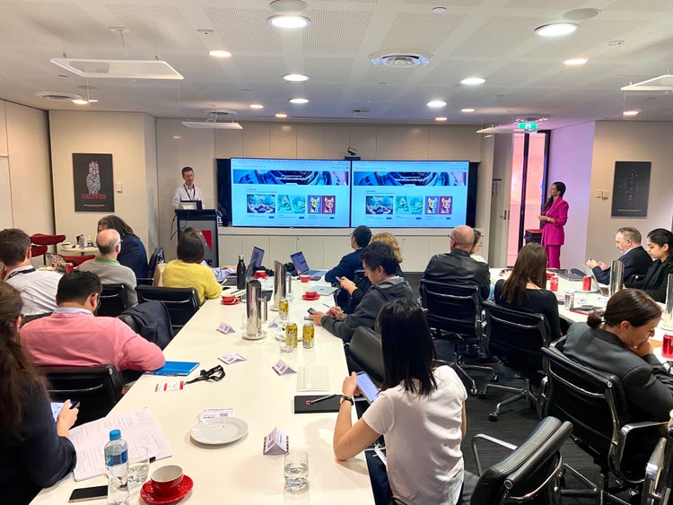 Group of students at a higher Education Executive Roundtable in Australia.