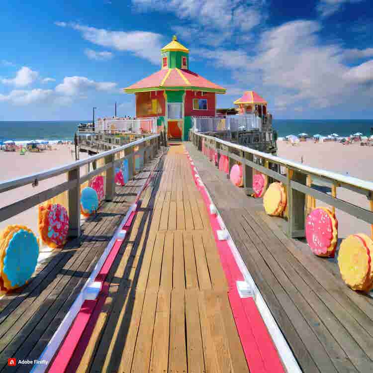 Gingerbread House: A gingerbread boardwalk with colorful concessions.