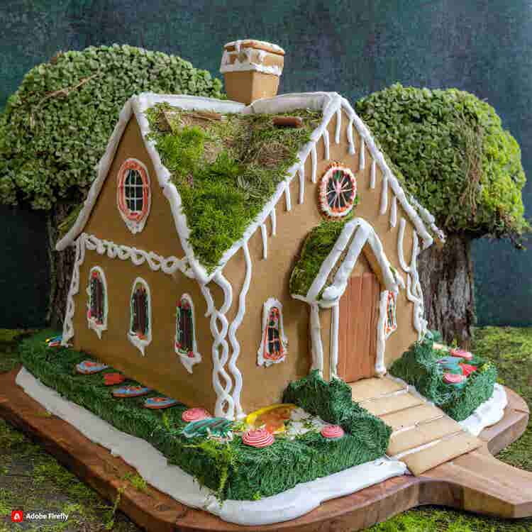 Gingerbread House: A gingerbread plantation house with mossy oak trees.