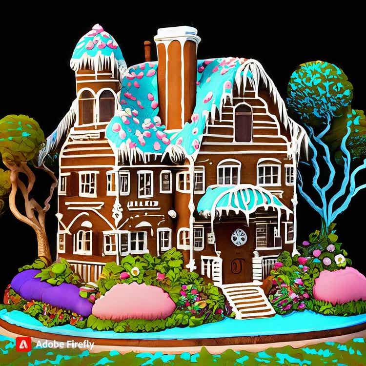 Gingerbread House: A gingerbread colonial house with a charming garden.