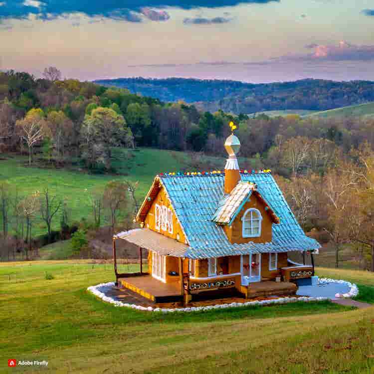 Gingerbread House: A cozy gingerbread cabin nestled in the Ozark Mountains.