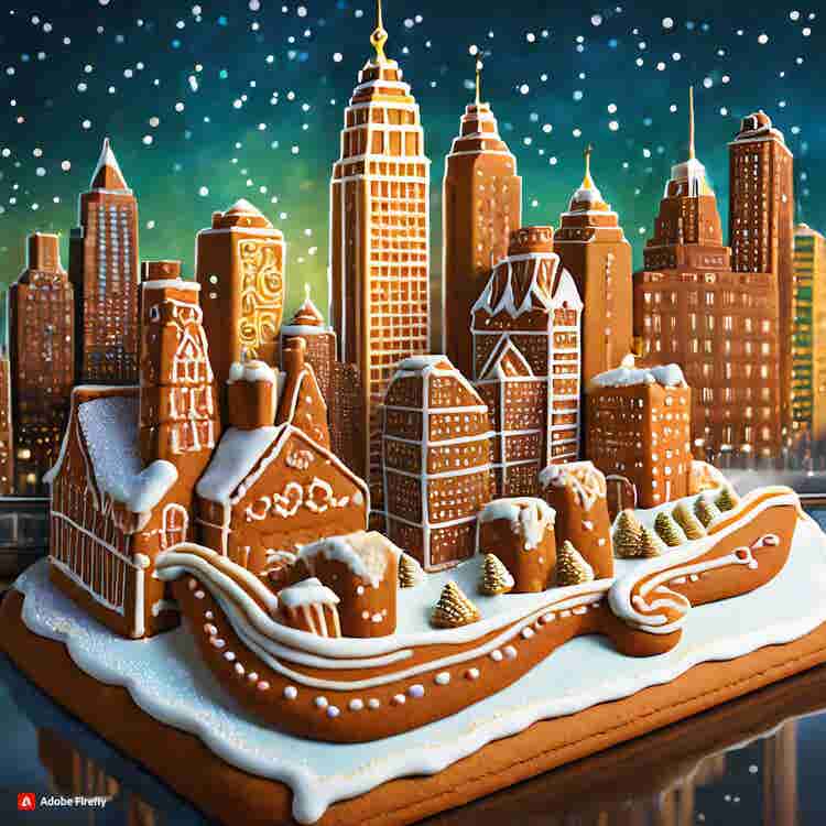 Gingerbread House: A gingerbread skyline featuring iconic New York buildings.