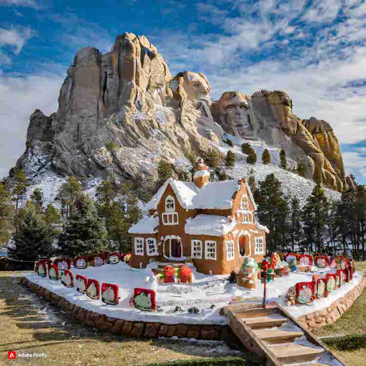 Gingerbread House: A gingerbread Mount Rushmore.