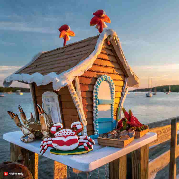 Gingerbread House: A gingerbread crab shack by the bay.