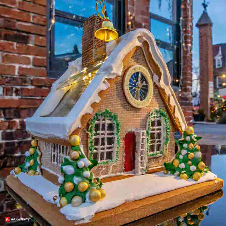 Gingerbread House: A gingerbread colonial house with a Liberty Bell accent.