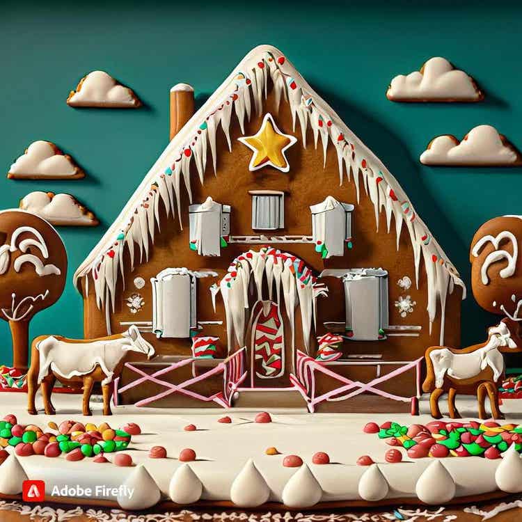 Gingerbread House: A gingerbread ranch with a lone star on the roof.