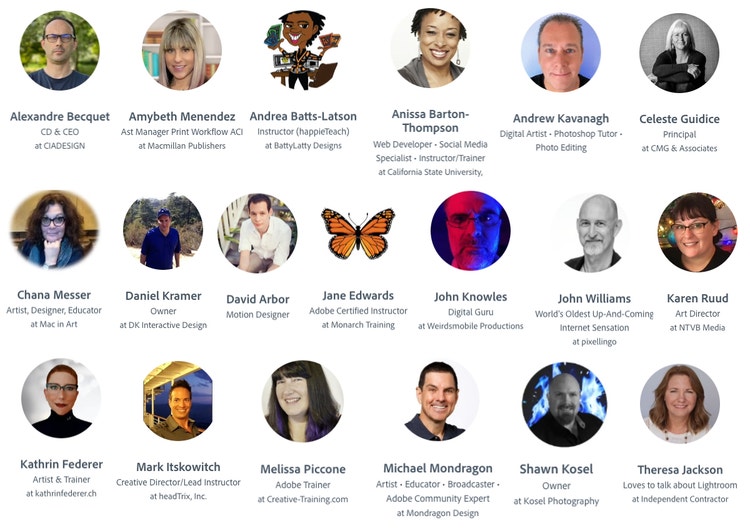 19 images of Teaching Assistants from the Adobe Community Experts Program.