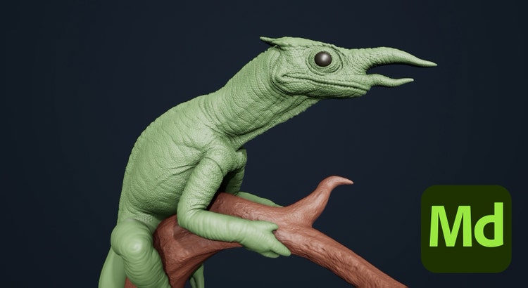 An image of a reptile from Substance 3D Modeler 1.5.