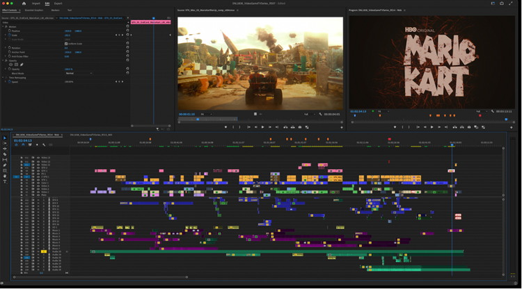 Image of timeline in Adobe Premiere Pro from editor Ryan Spears.