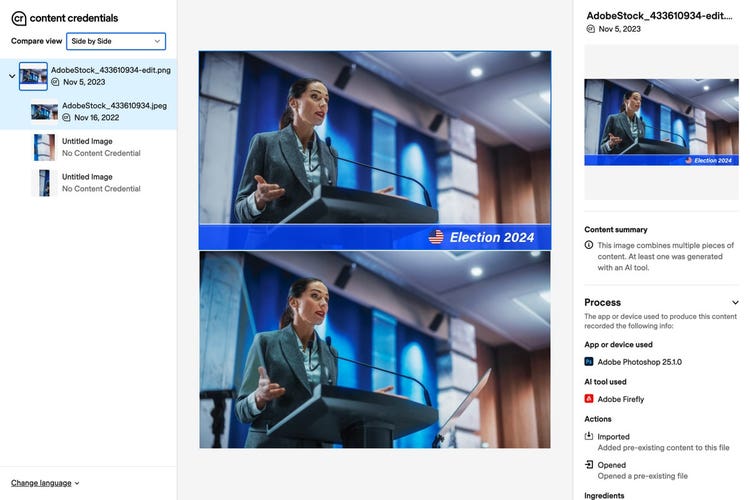 Image showing Content Credentials in Adobe Stock.