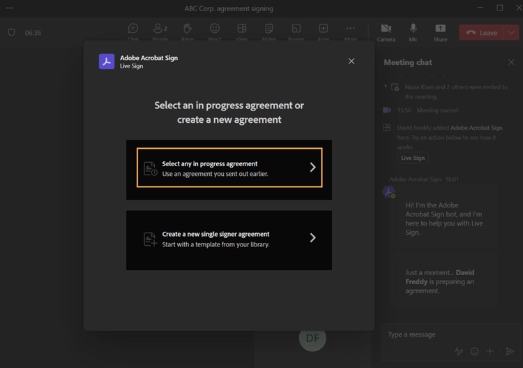 Image showing New: Acrobat Sign – Live Sign in Microsoft Teams