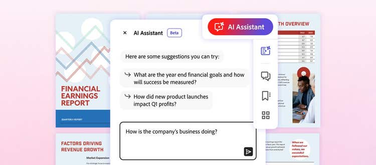 Adobe’s approach to generative AI in digital documents, AI Assistant.