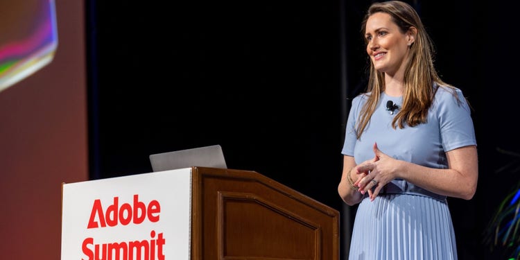 Woman speaking at Adobe Summit