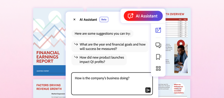 Adobe’s approach to generative AI in digital documents, AI Assistant.