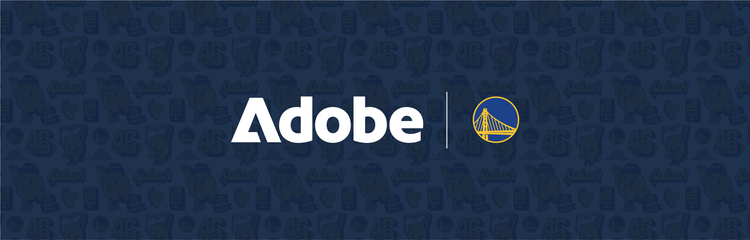 Adobe and Golden State Warriors logo.