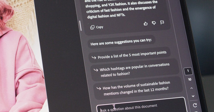 Screenshot of Adobe Acrobat giving suggestions.