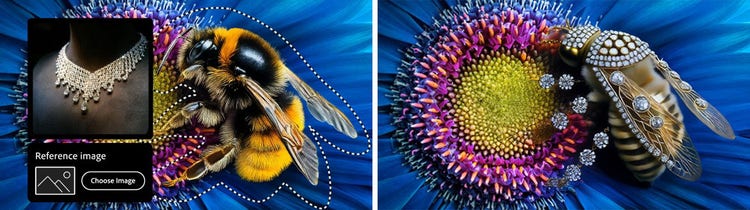 Image of a Bee created using Reference Image with Generative Fill.