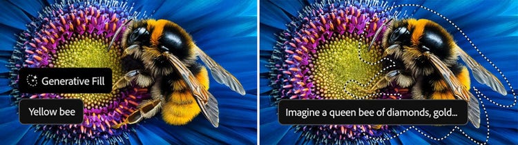 Image of a Bee created using Reference Image with Generative Fill.