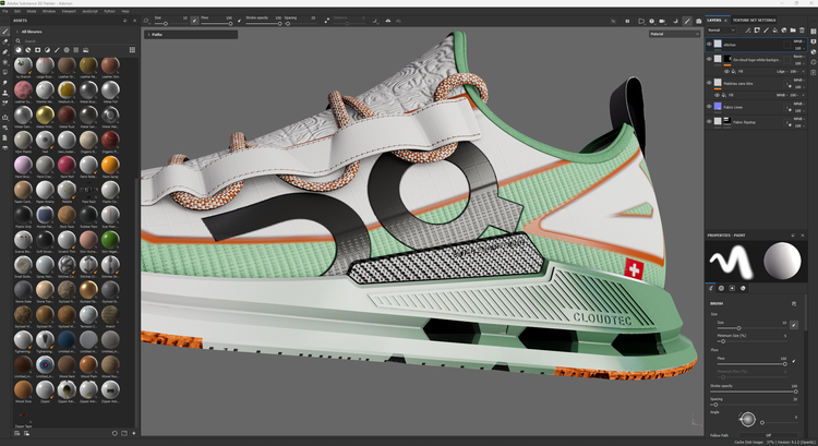 Texturing of shoe in Painter.