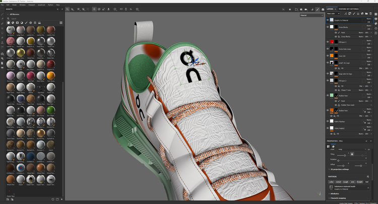 Texturing of shoe in Painter.