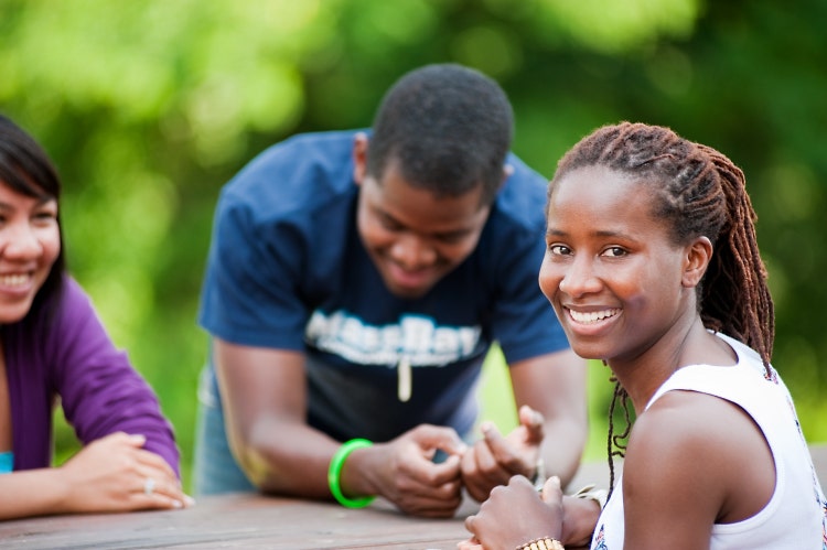 Students outside at MassBay Community College.