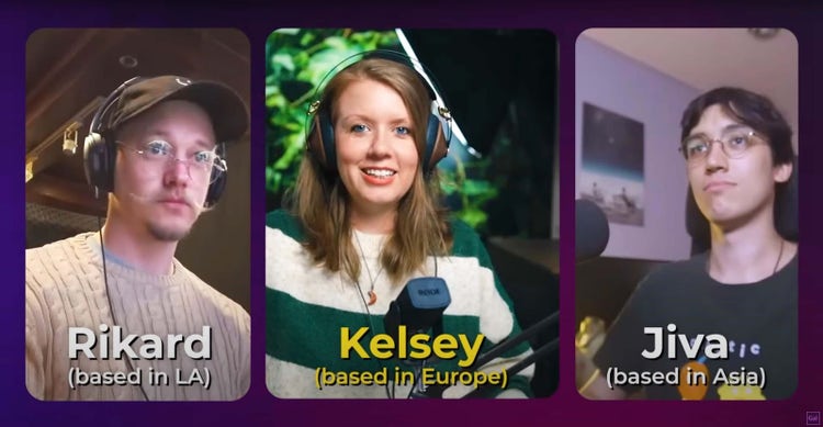 Images of YouTube team Rikard, Kelsey and Jiva.