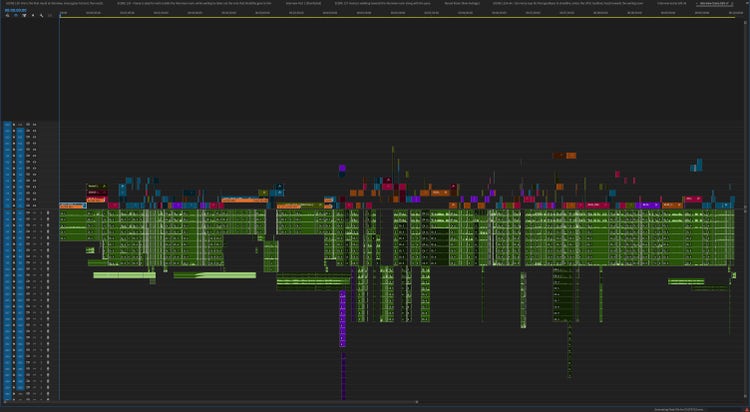 Image of the Premiere Pro Timeline of “12th Fail”.
